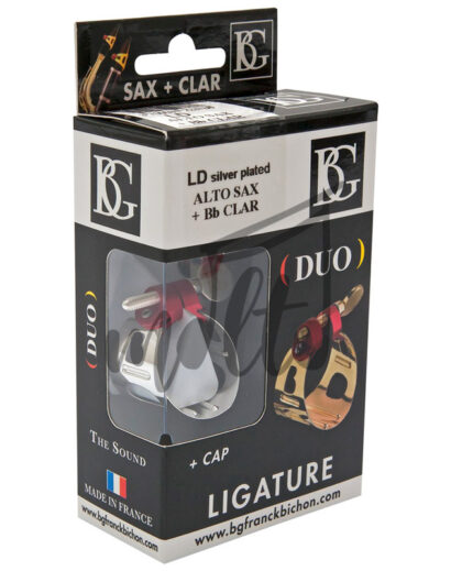 169-BOXES-LIGATURES-DUO--SAXOPHONE-(1) ABRAZADERA MARCA BG DUO SAXOFÓN ALTO ORO ROSA LD9