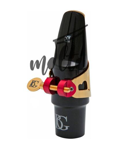 623-LD1-DUO-LIGATURE-GOLD-PLATED-HARD-RUBBER-MP-IN-USE-ALTO--SAX-(1) ABRAZADERA MARCA BG DUO SAXOFON ALTO LACADA EN ORO LD0