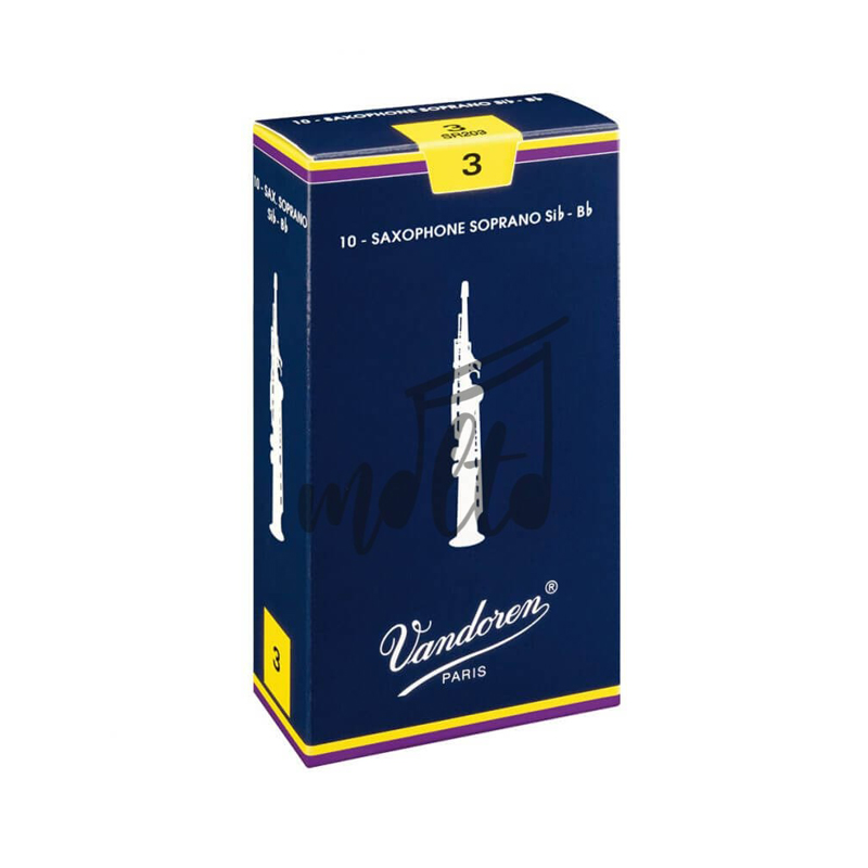 CAÑA MARCA VANDOREN TRADICIONAL AZUL SAXOFON SOPRANO # 3 12 CAÑA MARCA VANDOREN TRADICIONAL AZUL SAXOFON SOPRANO